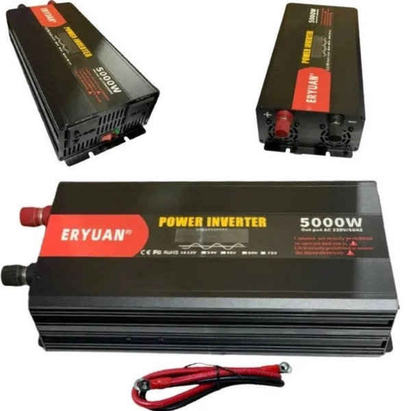 Інвертор чистий синус 12V 220V 5000W з LCD і вольтметром, перетворювач напруги з вентилятором 57270 фото