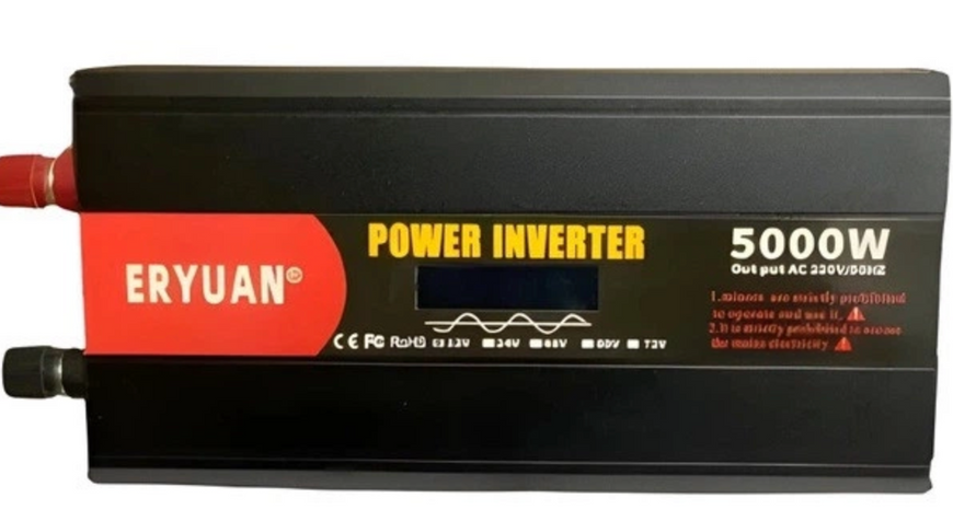 Інвертор чистий синус 12V 220V 5000W з LCD і вольтметром, перетворювач напруги з вентилятором 57270 фото