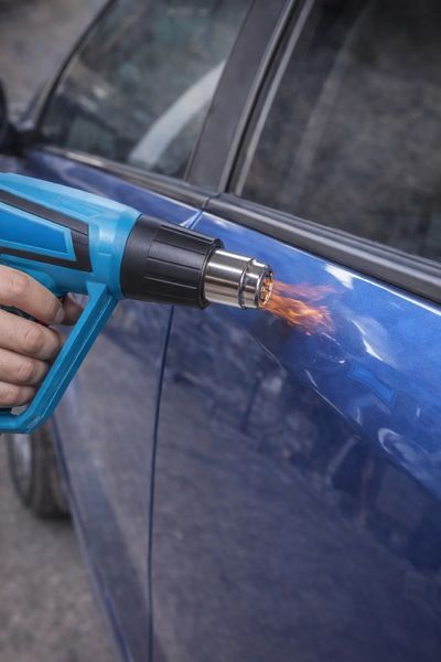 Фен будівельний 1600 Вт, 2 режими 380 і 500 &deg;С, 4 насадки, технічний фен для паяння, зняття фарби та термоусадки 57502 фото